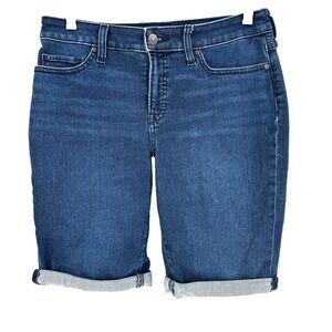CHICO'S So Slimming Girlfriend Bermuda Jean Shorts Women's 4 Dark Wash Stretch